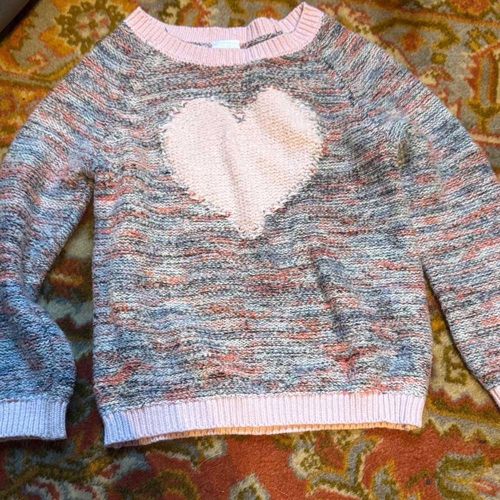 Cat & Jack Pink and Gray Heart Sweater